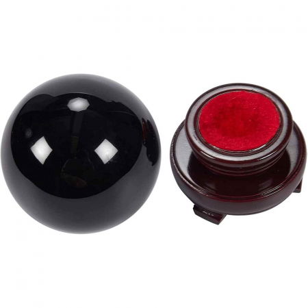 Sfera obsidian negru, minge de cristal decorativa, cu suport de lemn -  Pentru decor, meditație, vindecare [3]