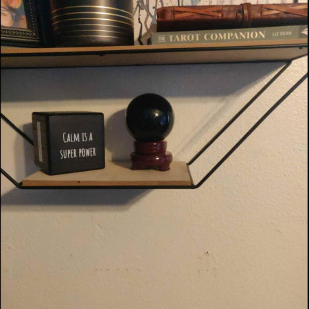 Sfera obsidian negru, minge de cristal decorativa, cu suport de lemn -  Pentru decor, meditație, vindecare [6]