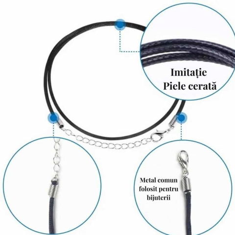 Snur ajustabil din imitatie piele cerata neagra 1.5mm, 50+5cm – Ușor și versatil [1]