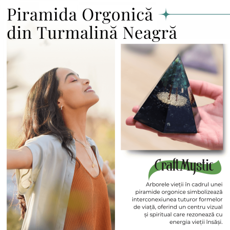 Piramida Orgonica 90 mm Nubiana din Turmalina Neagra si Arborele Vietii Jad Verde [4]