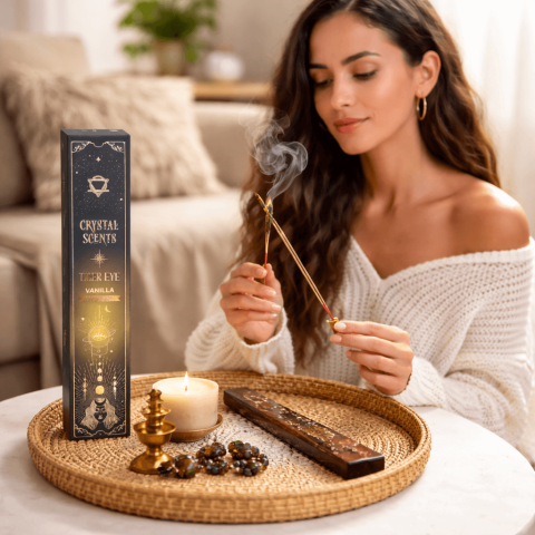 Smudge Kit cu Ochi de Tigru si Betisoare Parfumate cu Aroma de Vanilie – Protectie si Curaj Interior [1]