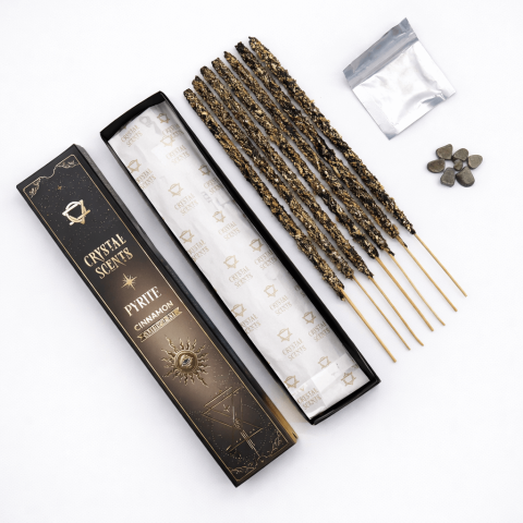 Palo Santo, Salvie și Bețișoare - Smudge Kit cu Pirita si Betisoare Parfumate cu Scortisoara – Ritual de Abundenta, Protectie si Energie Activa