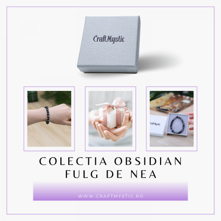 Bratara Elastica cu Margele Naturale de 8mm din Obsidian Fulg de Nea [7]