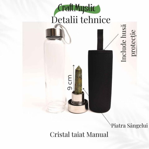 Sticla de apa cu varf de cristal Ametist – 550 ml [10]