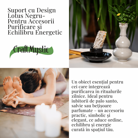 Suport design lotus negru – Pentru accesorii purificare si echilibru energetic [4]