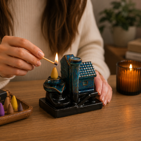 Suport Ceramic pentru Conuri Parfumate Cascada - Casuta Spirituala pentru Relaxare [1]