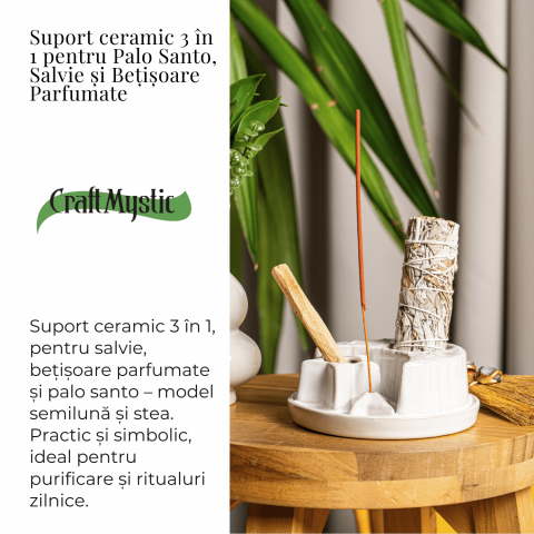 Suport ceramic 3 in 1 – Palo Santo, Salvie si Betisoare parfumate [1]