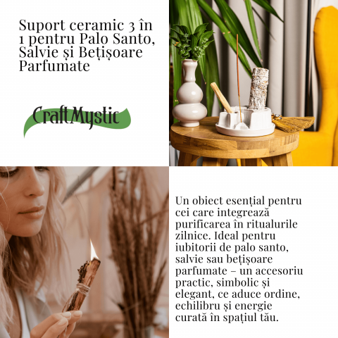 Suport ceramic 3 in 1 – Palo Santo, Salvie si Betisoare parfumate [2]