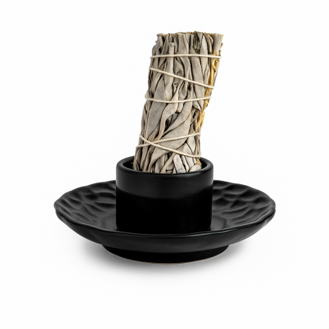 Cristale și Pietre Semiprețioase - Suport design lotus negru – Pentru accesorii purificare si echilibru energetic