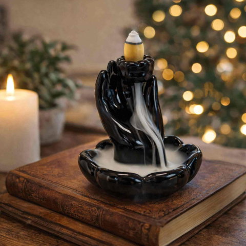 Suport Ceramic pentru Conuri Parfumate Backflow – Mana Lotusului [2]