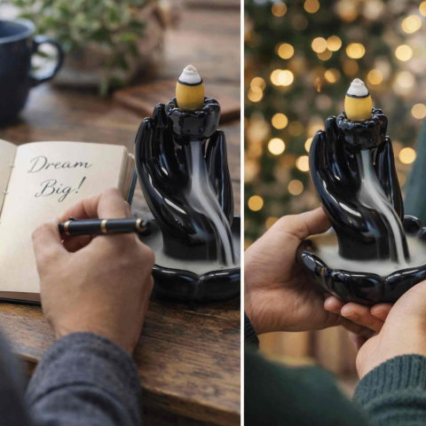 Suport Ceramic pentru Conuri Parfumate Backflow – Mana Lotusului [1]