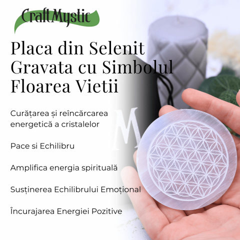Placa din Selenit Natural pentru Curatare si Incarcare Cristale - Energie Pura [2]