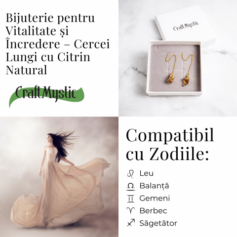 Cercei lungi pentru Vitalitate si Incredere – Piatra Citrin Naturala [4]
