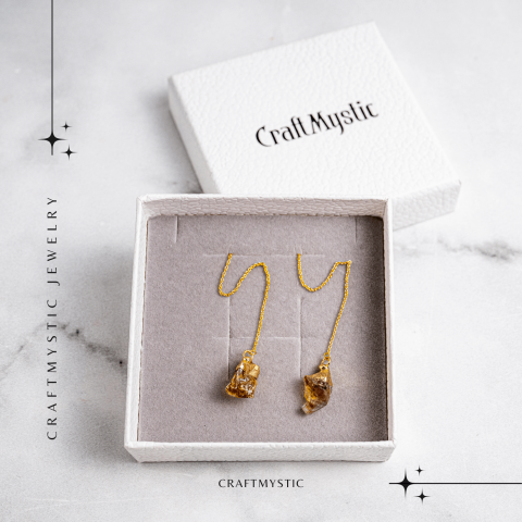 Cercei lungi pentru Vitalitate si Incredere – Piatra Citrin Naturala [6]