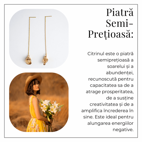 Cercei lungi pentru Vitalitate si Incredere – Piatra Citrin Naturala [5]