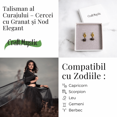 Talisman al Curajului – Cercei cu Granat si Nod Elegant [4]