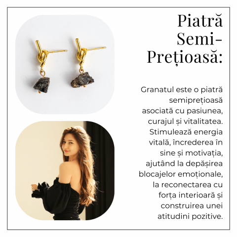 Talisman al Curajului – Cercei cu Granat si Nod Elegant [5]