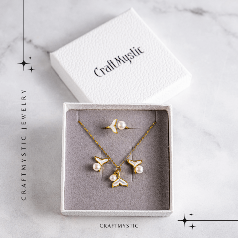 Bijuterii in armonie – Set cu Inel, colier si cercei cu vibe cald si marin [6]