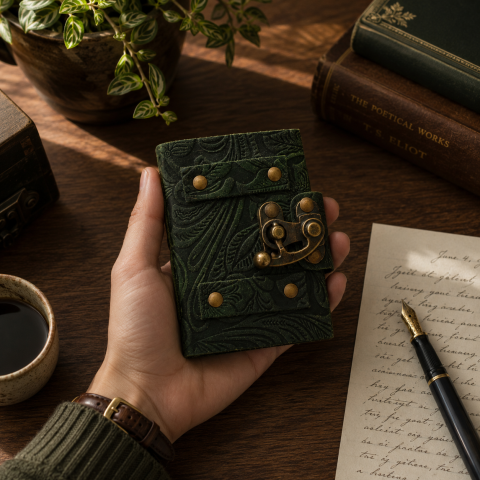 Mini Jurnal vintage din piele cu incuietoarea de epoca  – Intimitate si stil retro [4]