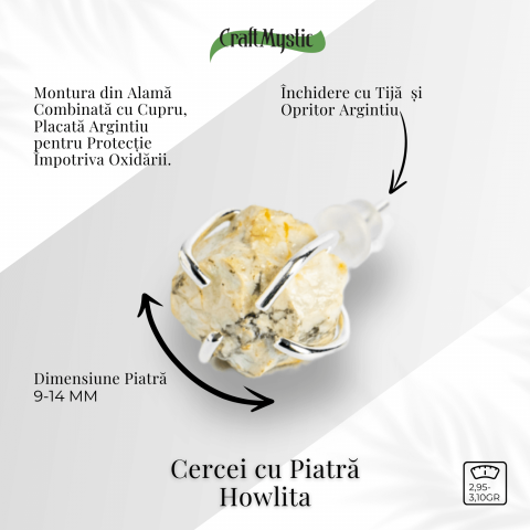 Cercei cu piatra Howlita – Minimalism cu energie linistitoare [2]