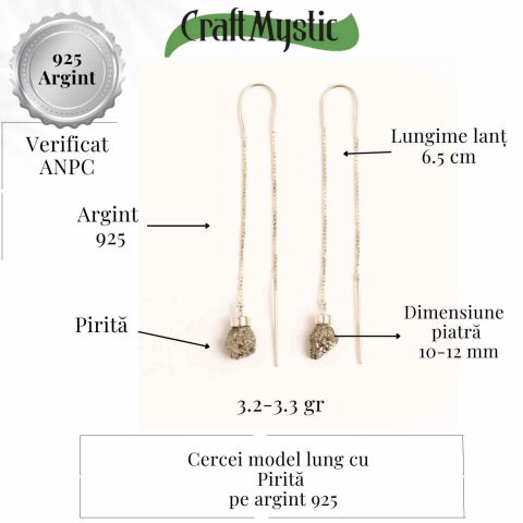 Cercei lungi din argint 925 cu pirita – Stralucire si incredere [2]