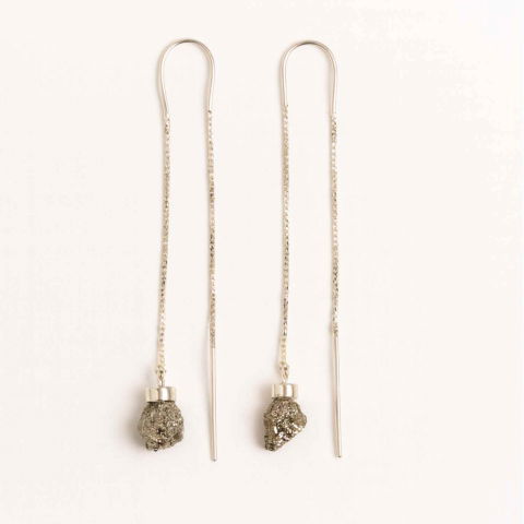 Creativitate si Inspiratie - Cercei lungi din argint 925 cu pirita – Stralucire si incredere