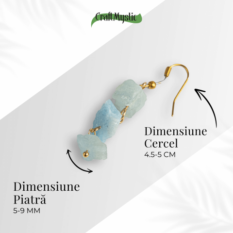 Fluviu de Calm – Cercei cu Acvamarin Brut si Elemente Aurii [3]