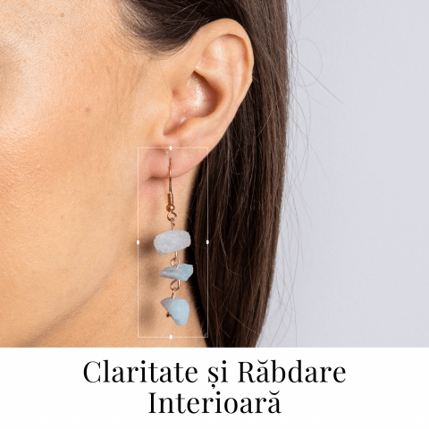 Fluviu de Calm – Cercei cu Acvamarin Brut si Elemente Aurii [1]