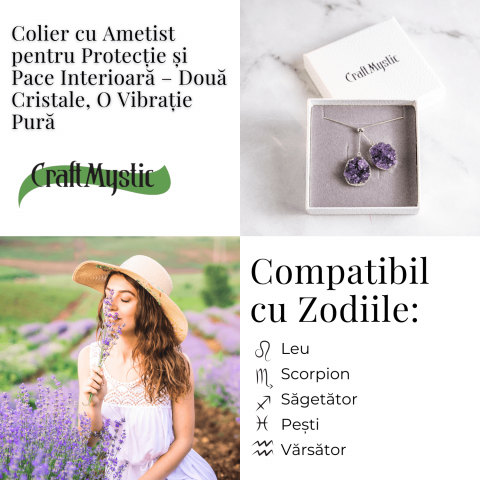 Doua cristale, o vibratie pura – Colier cu ametist pentru protectie si pace interioara [4]