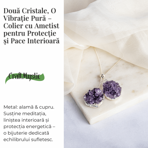 Doua cristale, o vibratie pura – Colier cu ametist pentru protectie si pace interioara [2]