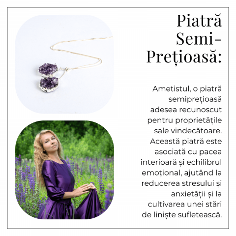 Doua cristale, o vibratie pura – Colier cu ametist pentru protectie si pace interioara [5]