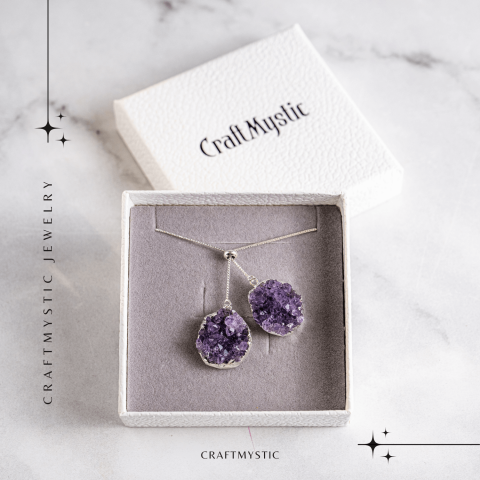 Doua cristale, o vibratie pura – Colier cu ametist pentru protectie si pace interioara [7]