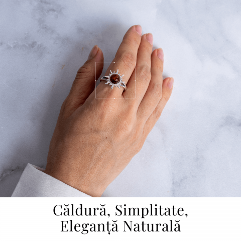 Inel Soare cu chihlimbar si montura argint 925 – Lumina si caldura la degetul tau [1]