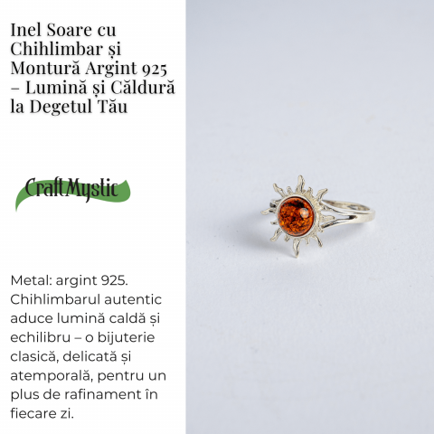 Inel Soare cu chihlimbar si montura argint 925 – Lumina si caldura la degetul tau [2]