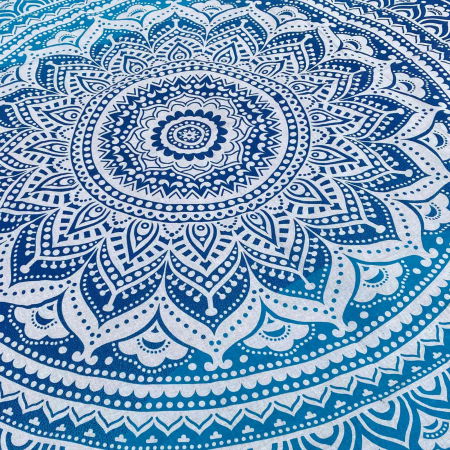 Panza Rotunda pentru Plaja cu Model Mandala, Realizata Manual - Covor Indian din Bumbac pentru Decor Boho/Masa/Exercitii de Yoga si Picnic [3]