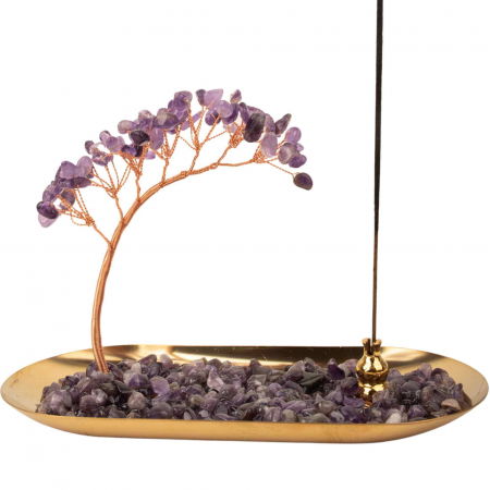Suport pentru Betisoare Parfumate cu Arbore din Cristale de Ametist: Infuzeaza-ti Spatiul cu Energie si Parfum