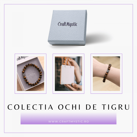 Bratara Elastica cu Margele 8mm din Piatra Naturala Ochi de Tigru si Pandantiv Buddha [6]