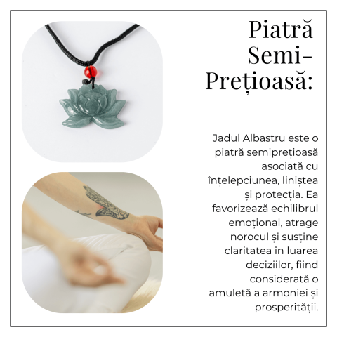 Puritate si Liniste – Colier Lotus din Jad Albastru de Guatemala [5]