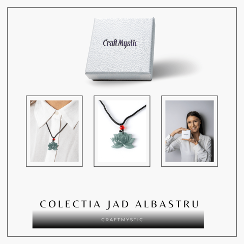 Puritate si Liniste – Colier Lotus din Jad Albastru de Guatemala [7]