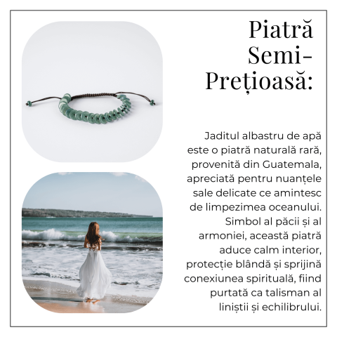 Liniste si Protectie – Bratara cu Jadit Albastru de Apa Natural din Guatemala, Margele Plate [5]