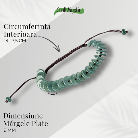 Liniste si Protectie – Bratara cu Jadit Albastru de Apa Natural din Guatemala, Margele Plate [3]