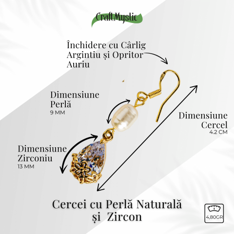 Cercei cu Perla Naturala si Zircon - Feminitate Discreta si Rafinament [2]