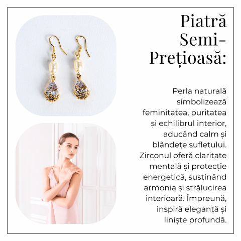Cercei cu Perla Naturala si Zircon - Feminitate Discreta si Rafinament [5]