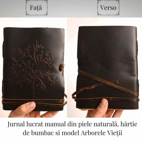 Jurnal piele naturala cu Arborele Vietii si hartie de bumbac – Creativitate si conexiune spirituala [4]