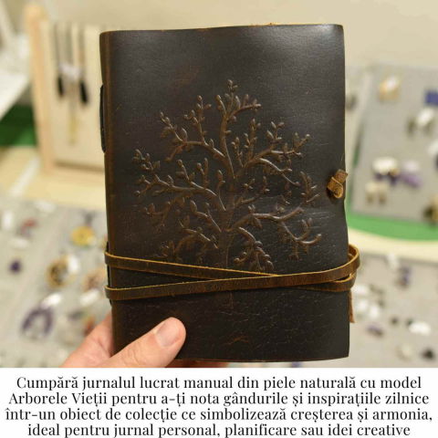 Jurnal piele naturala cu Arborele Vietii si hartie de bumbac – Creativitate si conexiune spirituala [1]