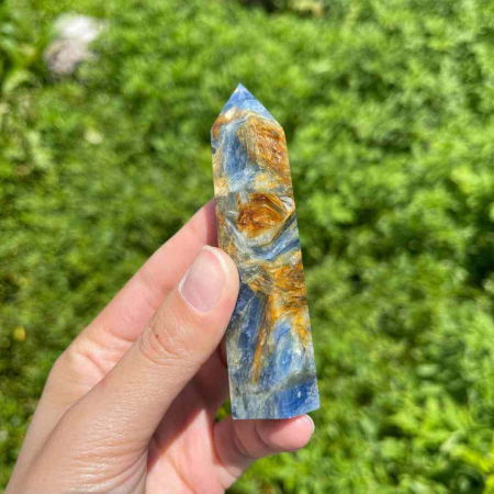 Turn cristal natural Kianit albastru 9 -10 cm - Punct Energetic pentru Meditatie si Alinierea Chakrelor [6]