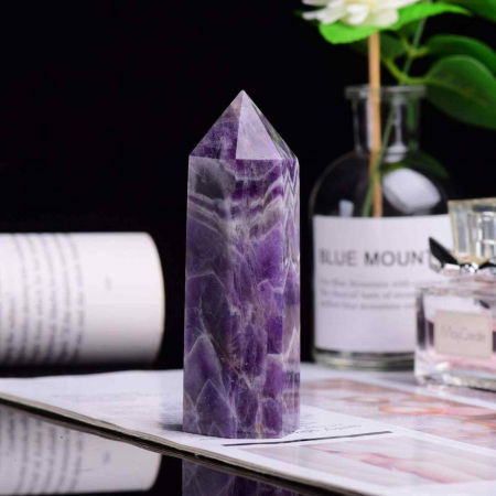 Turn de cristal semipretios vindecator hexagonal Ametist - Obelisc cu inaltimea intre 8-9 cm [2]