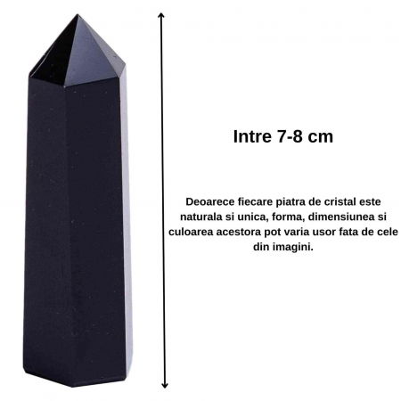 Turn de cristal semipretios vindecator hexagonal Obsidian - Obelisc cu inaltimea intre 7-8 cm [1]