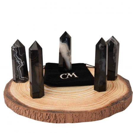 Turn din cristal natural Onyx Agat negru 9-10 cm: Un obiect elegant si puternic pentru protectie si vitalitate [3]