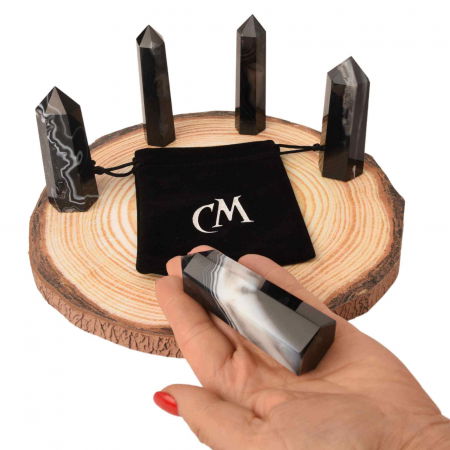 Turn din cristal natural Onyx Agat negru 9-10 cm: Un obiect elegant si puternic pentru protectie si vitalitate [2]